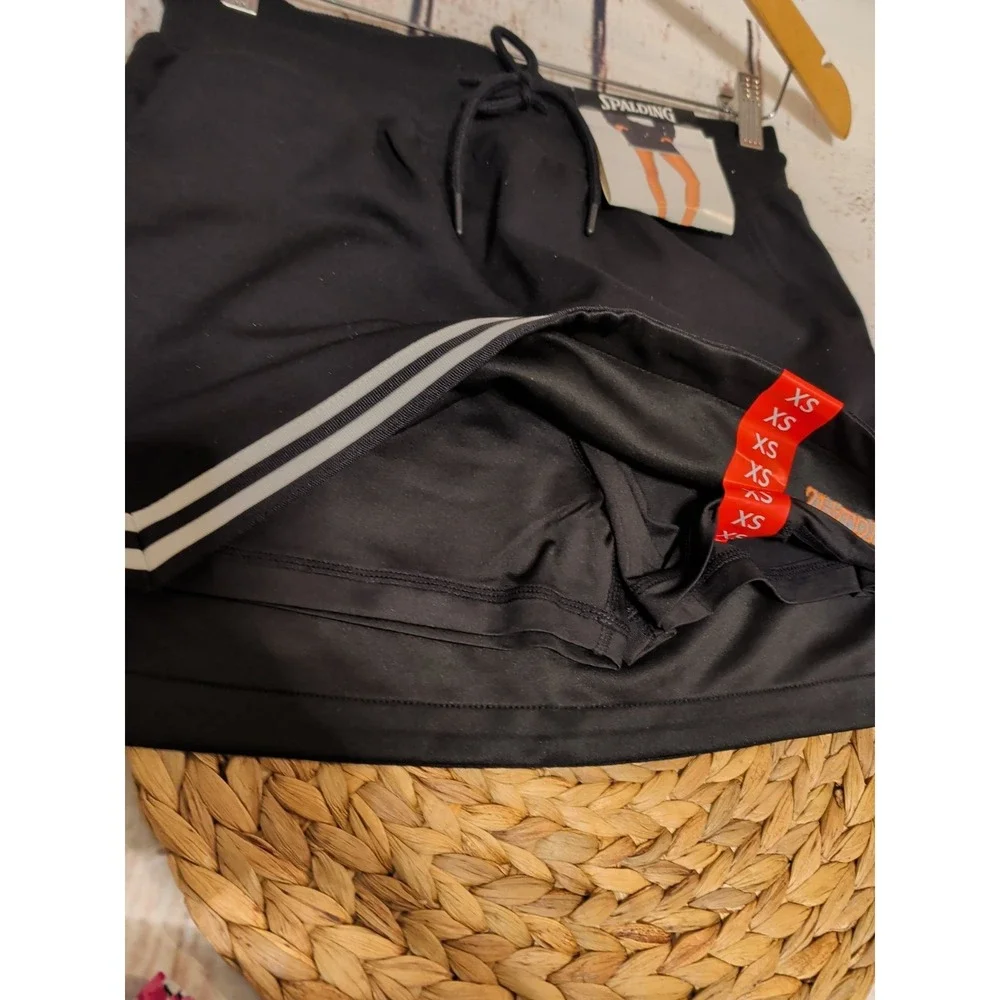 Spalding Women's Athletic Skort Black White Striped Sz XS NWT